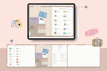 Travel Digital Planner（for Goodnotes） | 40+ Duplicatable Pages | 16+ Templates | Hyperlinked are Goodnotes only