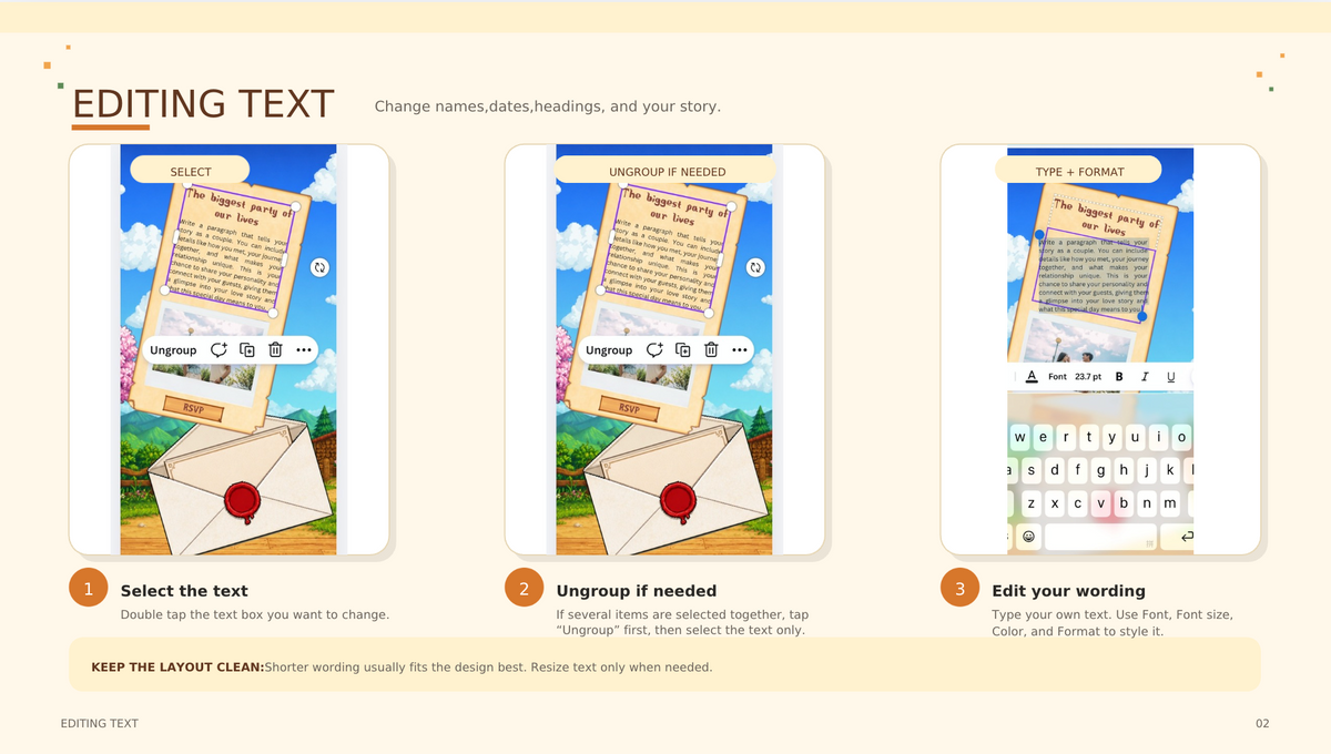 Cozy pixel wedding invitation suite shown as printed cards