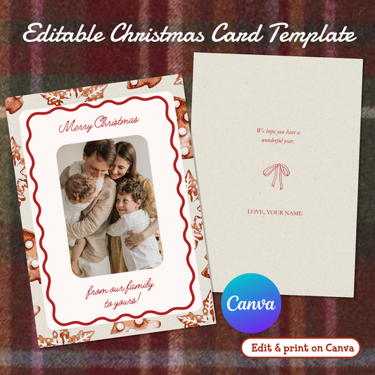 🎄 Editable Family Photo Christmas Card （Winter Spirit）Canva Template