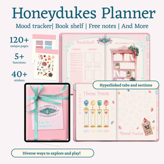 Harry Potter Honeydukes Yearly Digital Planner, Pastel iPad Notebook, Goodnotes Journal, Hyperlinked Monthly Planner, Candy Theme Digital Stationery