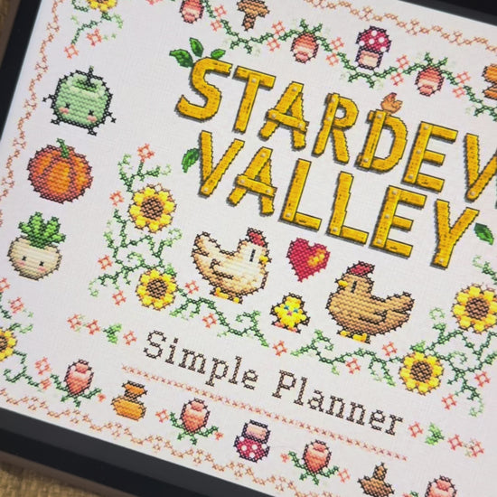 Stardew Valley cross stitch digital planner demo — flipping through cozy farm planner pages in GoodNotes on iPad